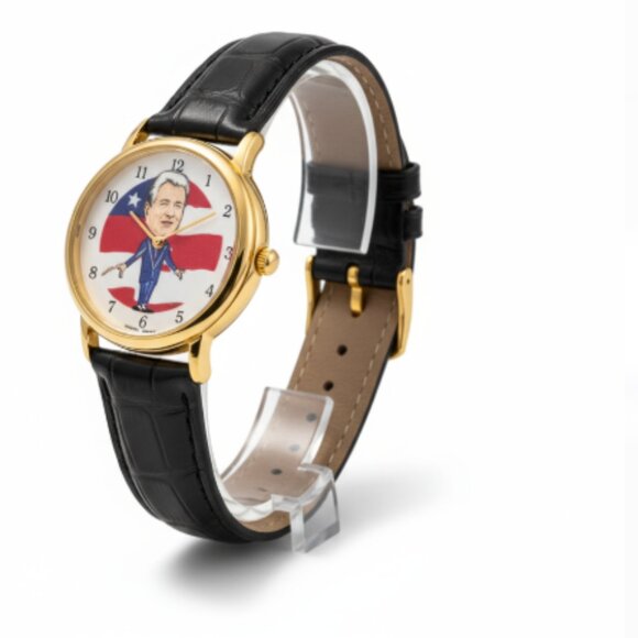 President Bill Clinton Watch Runs Backwards Novelty Working Leather Band - Picture 1 of 9